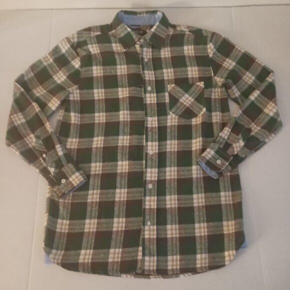 Bogari Men’s Green Brown Tan Off-White Plaid Flannel Button Shirt NWOT Size XL - Picture 15 of 15